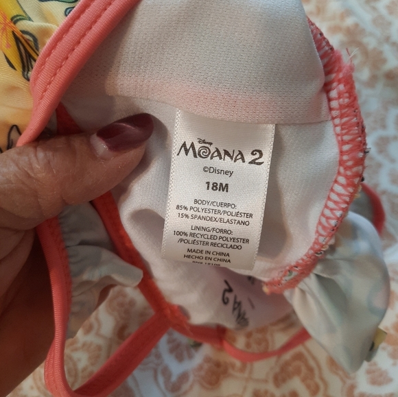 NWT Disney Moana 2 Pink and Yellow Swim Set 18 Mos - Picture 4 of 12
